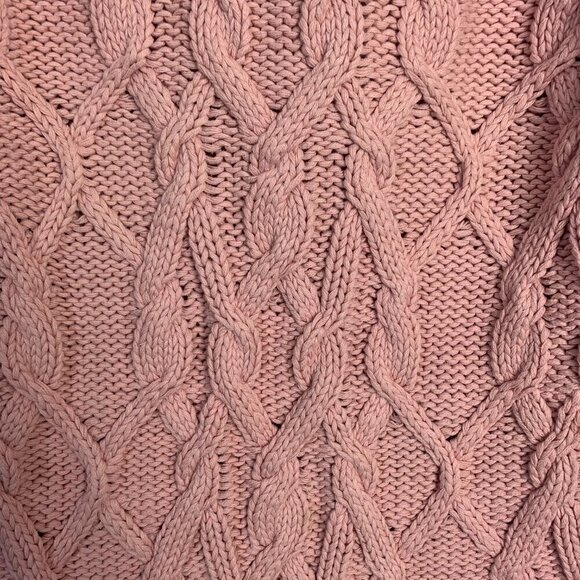 Vintage 90's Jessica Sport All Over Cable Knit V-Neck Pink Sweater - Picture 4 of 9